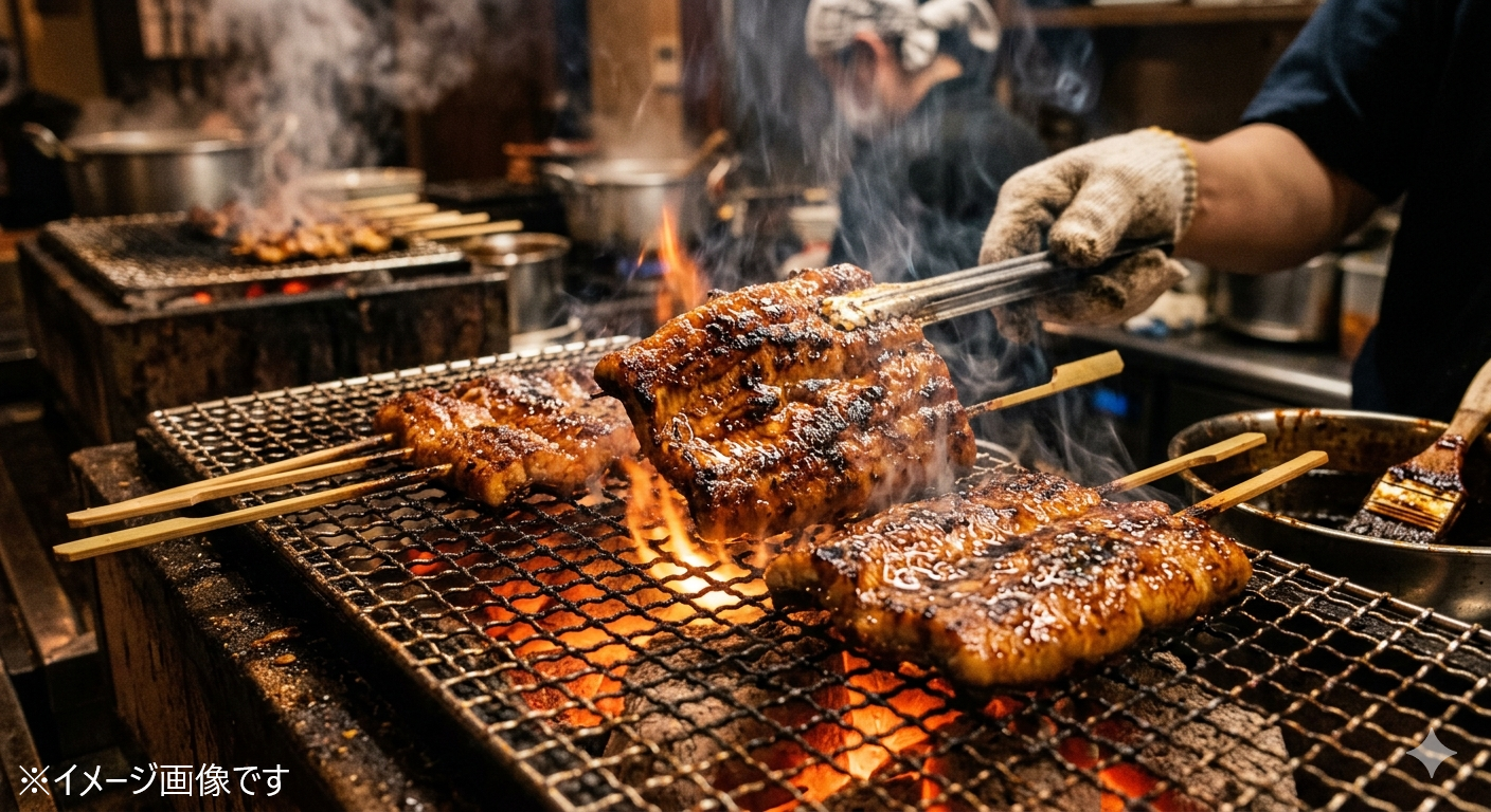 うなぎを焼いている風景